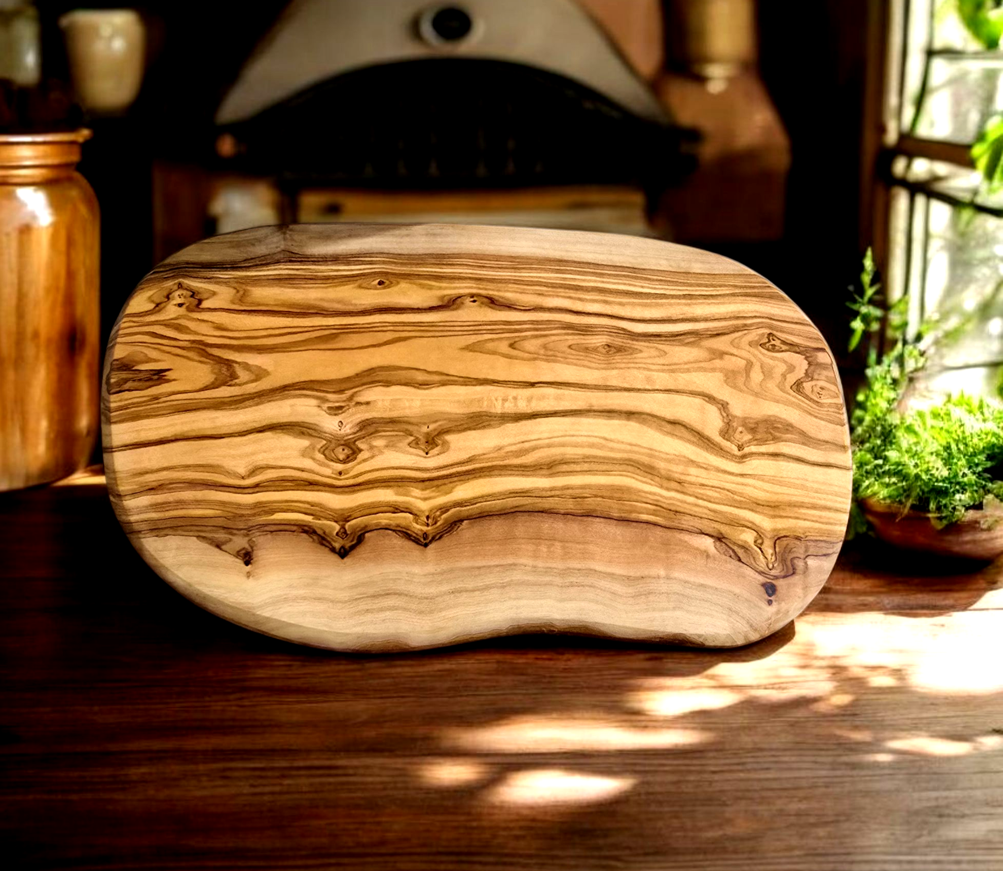 Planche en bois d'olivier avec manche fait mai 40 cm +/- 2 cm