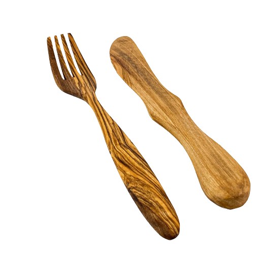 Fourchette et couteau en bois d'olivier