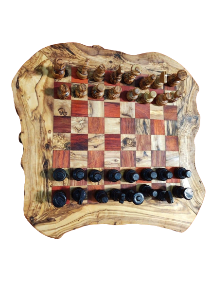 Jeux d'échecs plateaux en bois d'olivier avec pièces (grand)